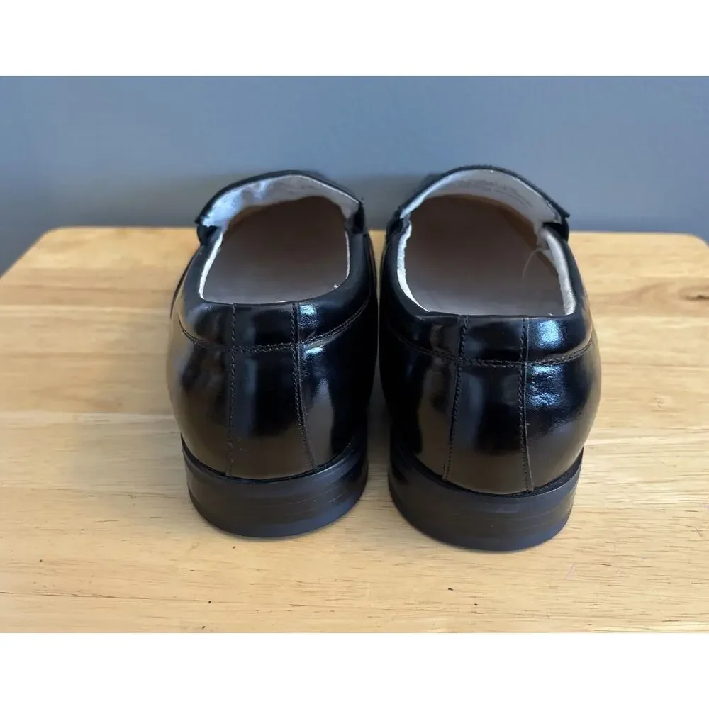 Near Mint. stacy adams hillman black bike toe slip on‎ leather loafer 11W